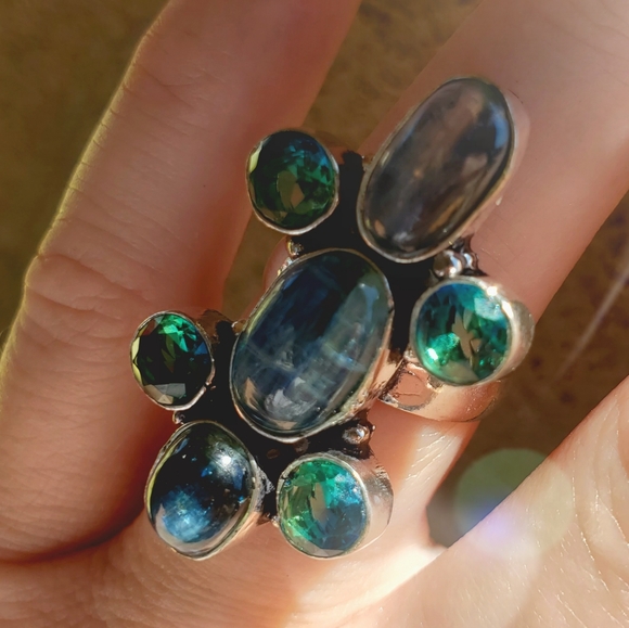 New Kyanite & Bi-Color Tourmaline 925 Silver Ring. - Picture 11 of 11